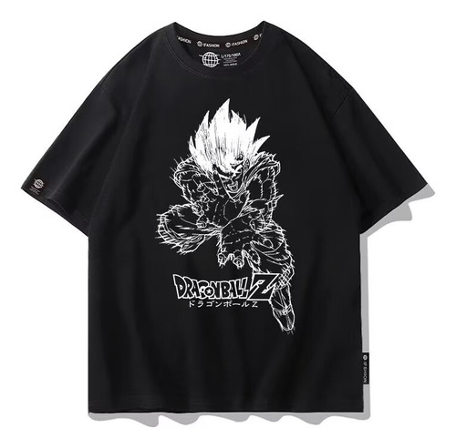 Polera De Manga Corta Con Estampado Dragon Ball Z Goku Fig