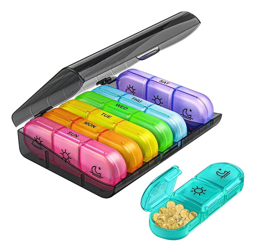 Para Pastillero Organizador Para 7 Días, 21 Cuadrículas, 3