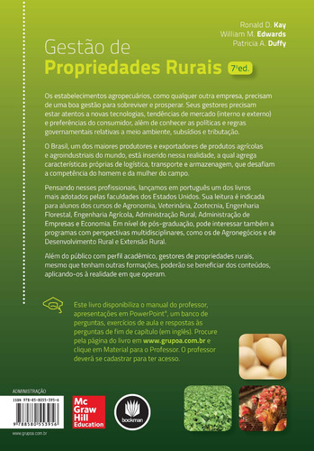 Gestão de Propriedades Rurais, de Kay, Ronald D.. Editorial AMGH EDITORA LTDA.,McGraw-Hill Companies, Inc., capa mole em português, 2014
