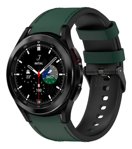 Correa de piel sintética para Samsung Watch4 Classic de 46 mm, color verde oscuro