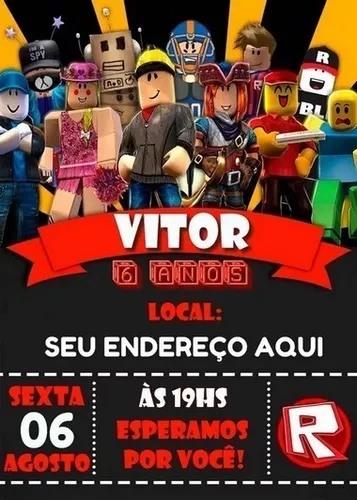 Convite Digital Roblox ou Escolha o Tema