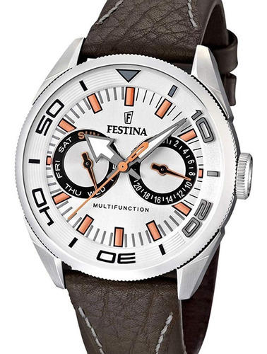 Reloj Festina F16572.2 Multifunción Acero Malla De Cuero 