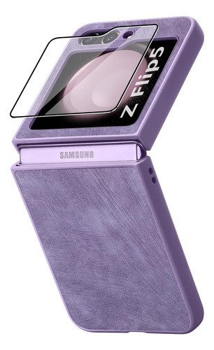 Funda De Cuero Para Samsung Galaxy Z Flip 5g - Purpura