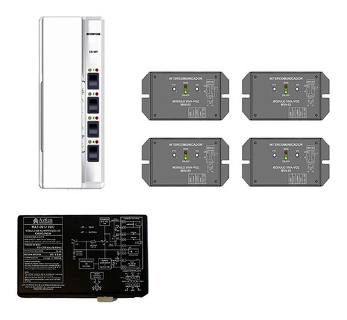 Kit Interfone Para 4 Elevadores Intercomunicador Aztlan