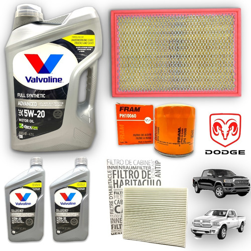 Kit Service Aceite 5w20 Y Filtros Dodge Ram 1500 5.7 Hemi V8