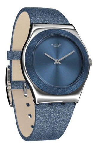 Reloj Swatch Cuero Gliter Azul. Yls221