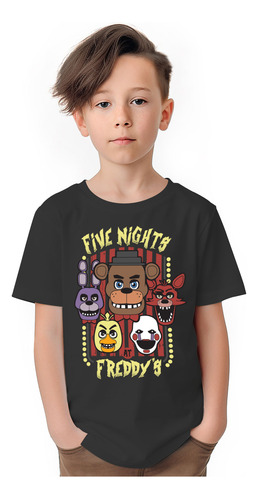 Polera Niños Five Nights Freddy Fnat Face Gamer Algodon Wiwi
