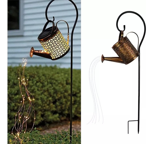 Regadera solar LED para jardín con luz decorativa, alambre de cobre, luces de colores, 84 perlas