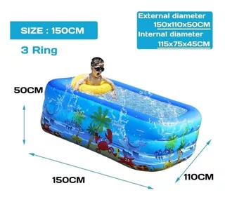 Piscina Alberca Inflable 3anillos Medidas 150cm X110cm X50cm