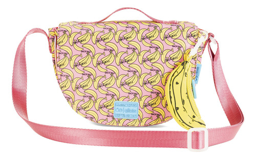 Bolsa Crossbody Cloe Girls Para Niña Estampado Banana Y Asa Color Rosa