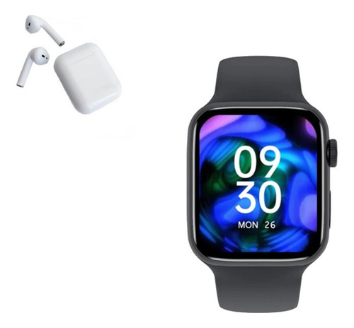 Pack Smartwatch I8 Pro Max Negro Y Audífono I12 Blanco