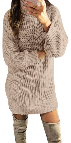 Vestido Suéter De Punto Cálido Para Mujer Vestido Largo Top