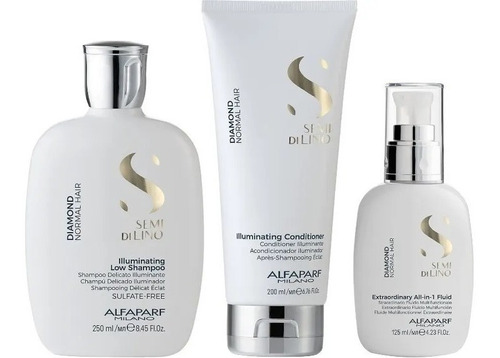 Shampoo+ Acondicionador + Fluido Iluminador Alfaparf Diamond