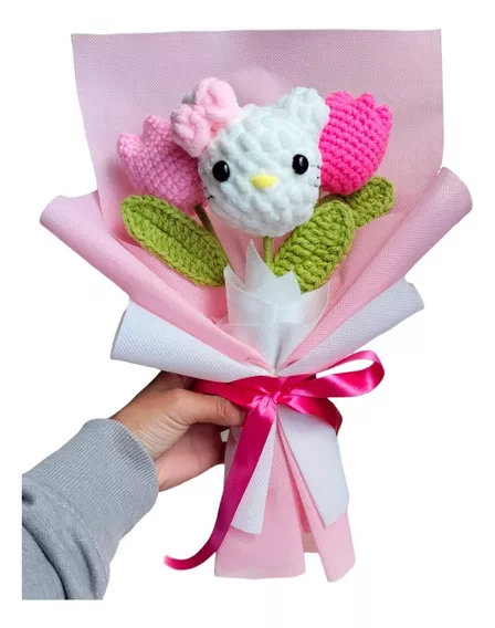 Ramo De Tulipanes Y Hello Kitty Tejido A Crochet