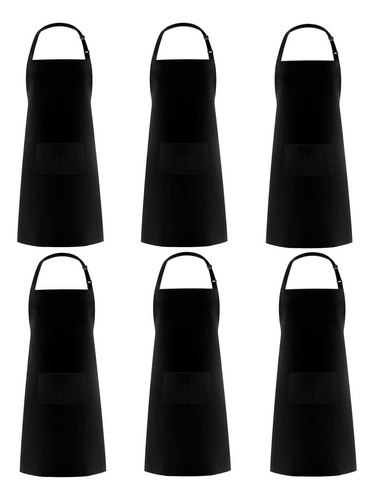 U Chef Set De 6 Delantal De Cocina Ajustable Con Bolsillos Color Negro