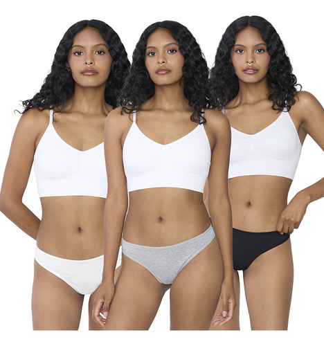 Colaless Mujer Tripack Mix Negro/gris/ecru Corona