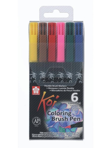 Sakura Koi - Set 6 Marcadores Coloring Brush Colores Básicos