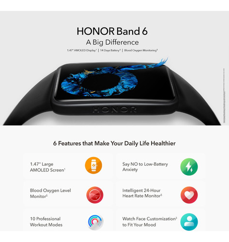 Honor Band 6 Versión Global 1.47 Deportes De Pantalla Amoled