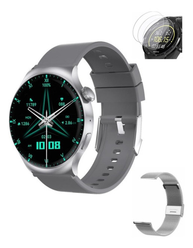 Smart Watch Dt 4 Mate Plateado C/ 2 Mallas +vidrio Protector