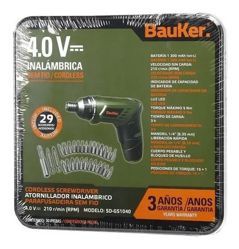 Atornillador Inalámbrico Bauker 4v Con Cargador Atornilladores  veritasstone.com