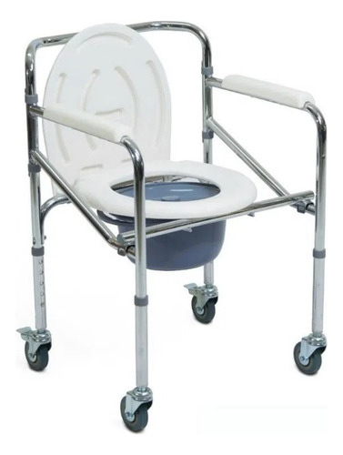 Silla Inodoro Portatil Sanitario Con Ruedas Plegable 