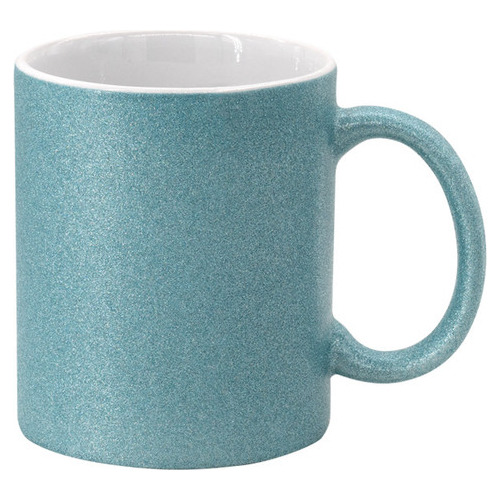 Taza Perlada Azul Acabado Glitter 11oz Sublimación 12pzs