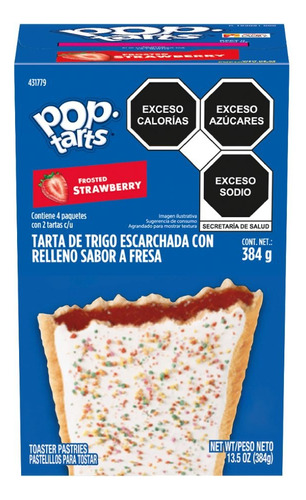 2 Pzs Kelloggs Tarta De Cereal Rellena Fresa Pop Tarts 384gr