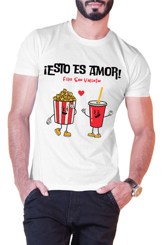 Playera Feliz Dia Amor Y Amistad Palomitas Coca Cola Pareja