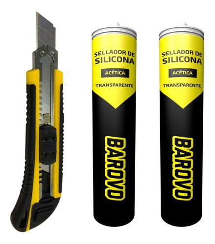 Imagen 1 de 7 de Cutter Premium 18 Mm Barovo + 2 Pomos De Silicona Acetica