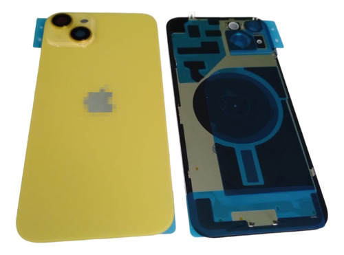 Tapa Trasera Cristal Para iPhone 14 Plus Amarillo Con Lens 