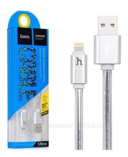 Cable Metal Led Carga Rapida iPhone 5 Se 6 7 8 Hoco Upl12