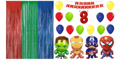 Super Combo Globos Super Heroes Cumpleaños Decoracion   