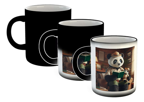 Taza Magica Oso E Hijo Lectura Imagen Tierna