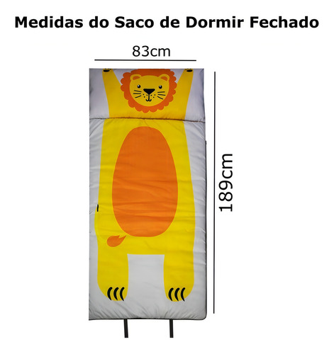 Saco de dormir individual para niños con cremallera para acampar Lion Safari Color