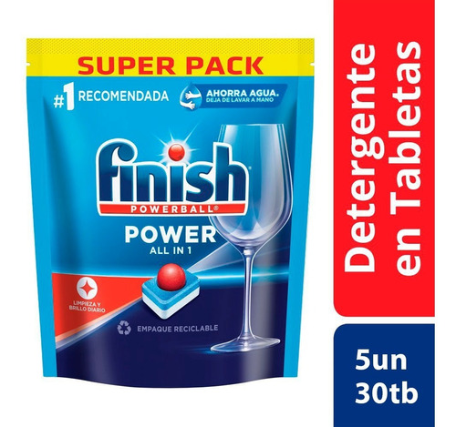 Imagen 2 de 7 de Combo Tabletas Lavavajillas Automatico Doypack Finish 30u X5