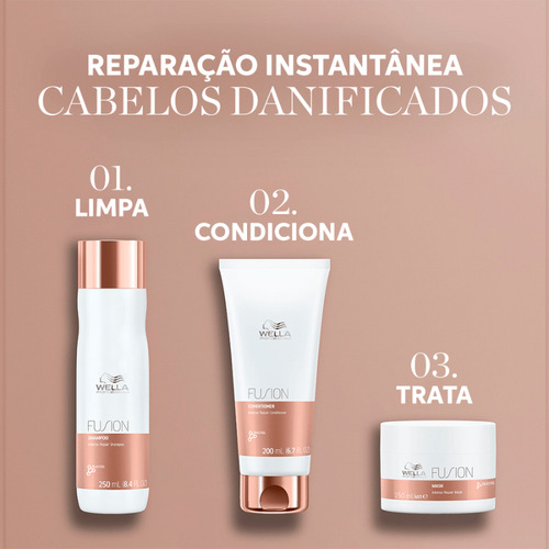 Kit Wella Fusion Sh 250ml + Cond 200ml + Óleo Light 30ml