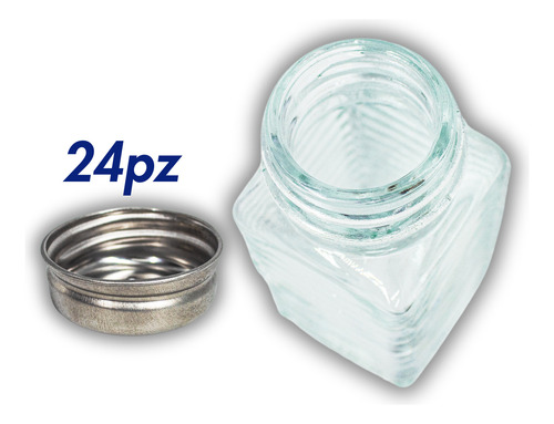 Set De 24 Saleros De Vidrio Con Tapa De Acero Inoxidable