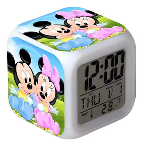 Reloj Mickey Y Minnie Despertador Led Digital Luz Grafimax