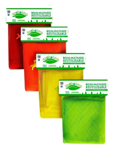 4 Paquetes Ecológicas Multiusos Con Cordón De Colores