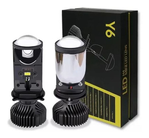 Imagen 2 de 10 de 2 Focos Led H4 Lupa Y6 90w 20.000 Lumenes Autos Motos