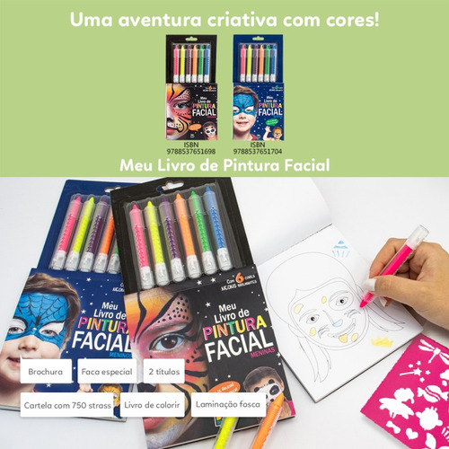 Pintura Facial Infantil Com Molde - Livro Infantil Com Desenhos E Canetinha Para Pintar O Rosto Meninas E Meninos Criativo, Experiência Lúdica