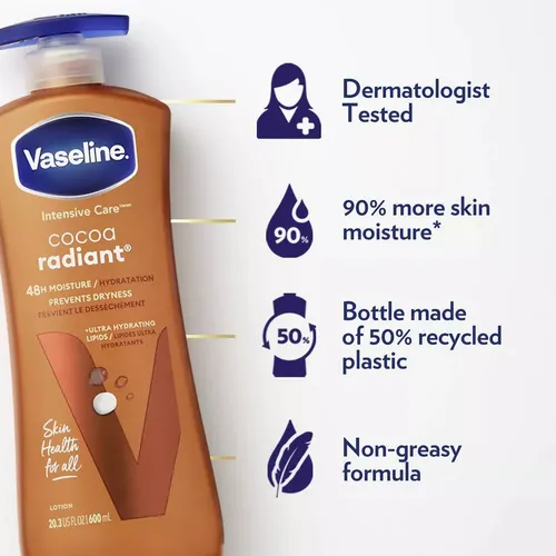 Vaseline Cocoa Radiant Crema 600ml + Aceite 200ml Combo