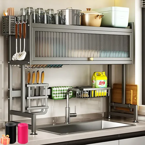 Escorredor De Pratos Louça Preto Cozinha Suspensa 65cm 18pçs Preto