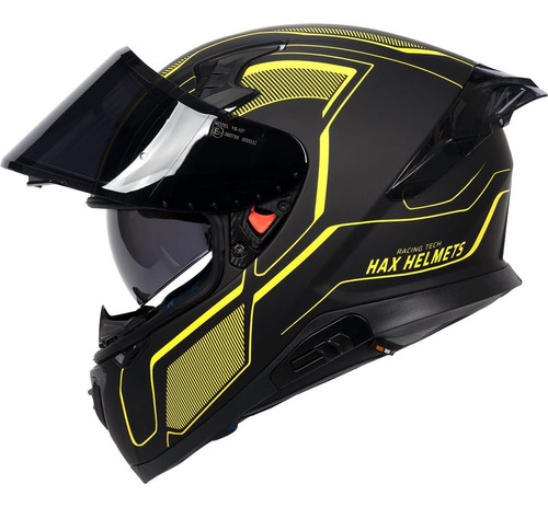 Casco Hax Impulse Doble Ala Amarillo 2.15 Kg Dot