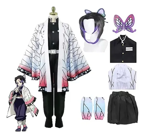 Demon Slayer: Kimetsu No Yaiba Kocho Shinobu Anime Disfraz De Cosplay Para Niños Con Peluca
