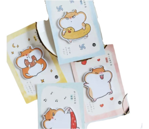 Pack 4 Sticky Note Notas Adhesivas Kawaii Hamster Cute
