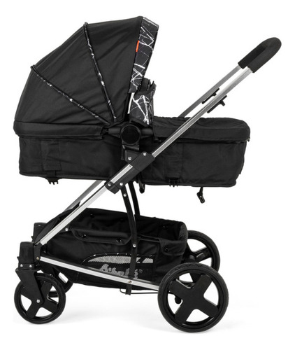 Carriola De Viaje Para Bebe Plegable Ligera Con Portabebe Color Negro Chasis Negro