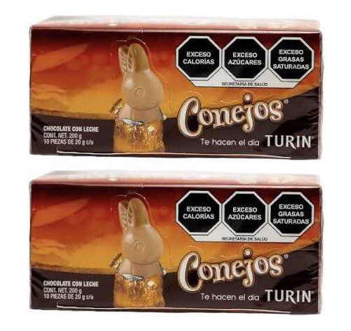 Conejos Chocolate Con Leche Turin 20 Pz De 20 G C/u