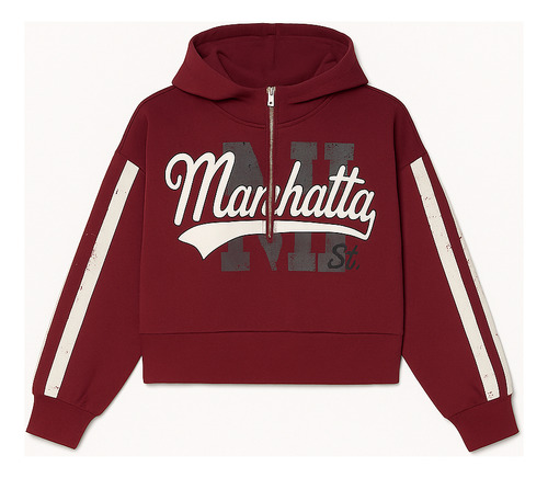 Buzo Hoodie Frisa Canguro Capucha Bordado Mujer Over Nuevo