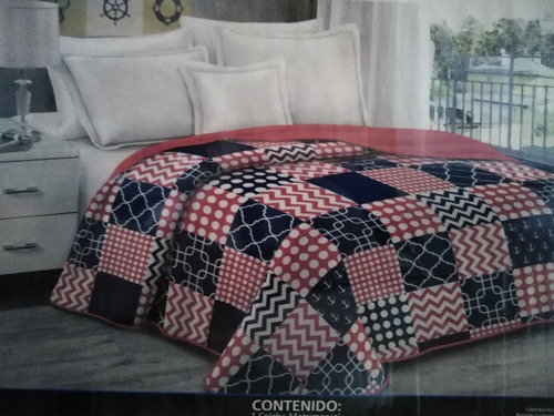 Colcha Matrimonial Reversible Mainstays, Azul Con Rosa